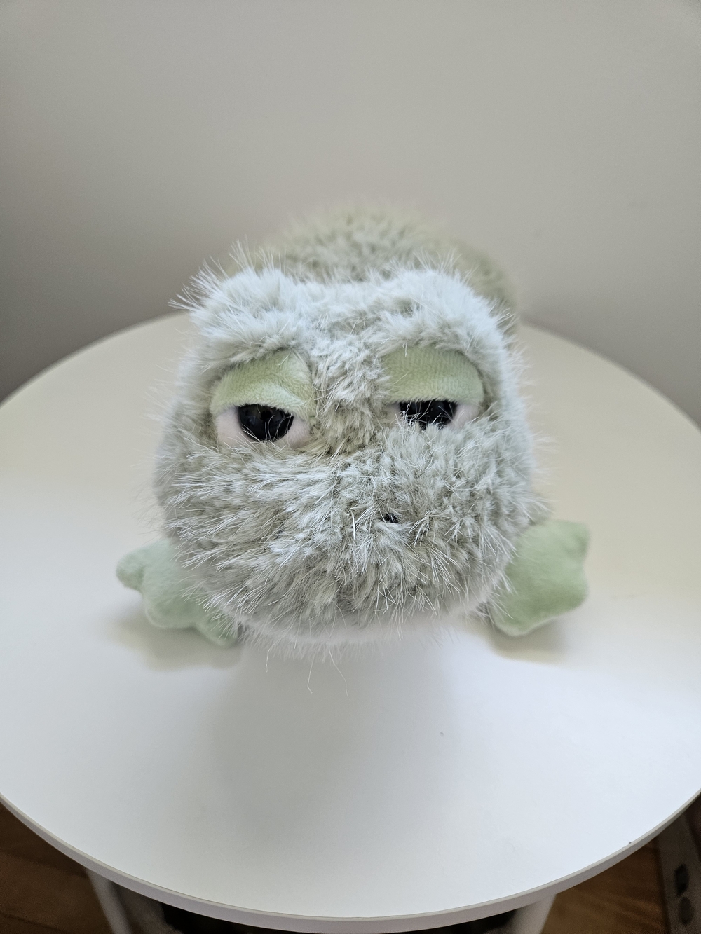Huggable Light Green Furry Frog Plush Toy For Kids